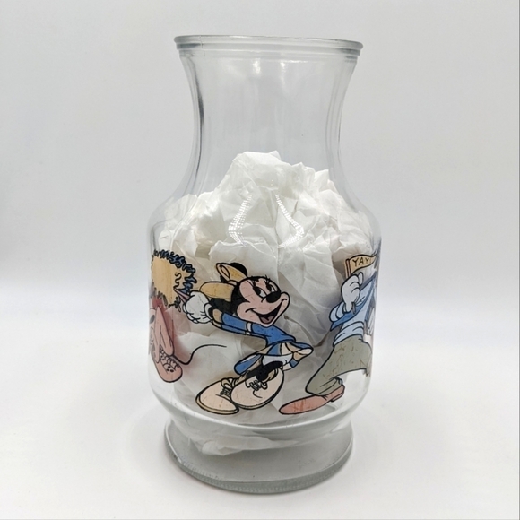 Vintage The Walt Disney Company Glass Vase Mickey Mouse Baseball Sport Flower - Picture 4 of 8